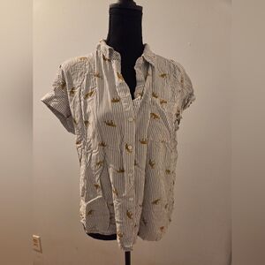 Jane and Delancey White and Gold Button Down Shirt